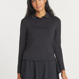 Women's Catalyst Polo L/S | Point Collar | Black Sands