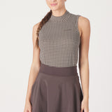 Pique Sleeveless Mock Neck | Checkerboard