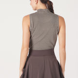 Pique Sleeveless Mock Neck | Checkerboard