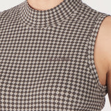 Pique Sleeveless Mock Neck | Checkerboard