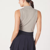 Pique Sleeveless Mock Neck | Clay