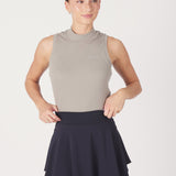 Pique Sleeveless Mock Neck | Clay