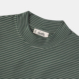 Pique Mock Neck | Green Stripe